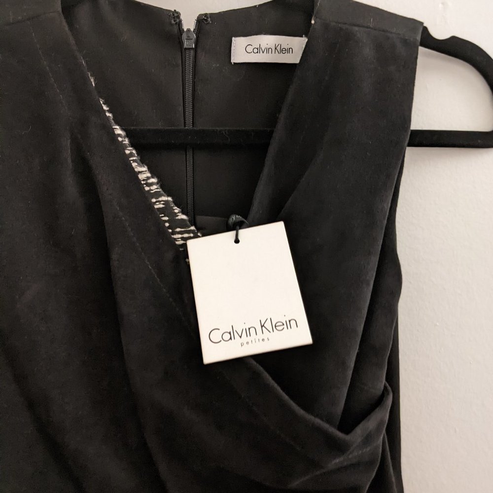 ❌Sold❌NWT Calvin Klein Faux-suede And Tweed Sheath Dress Size 4P